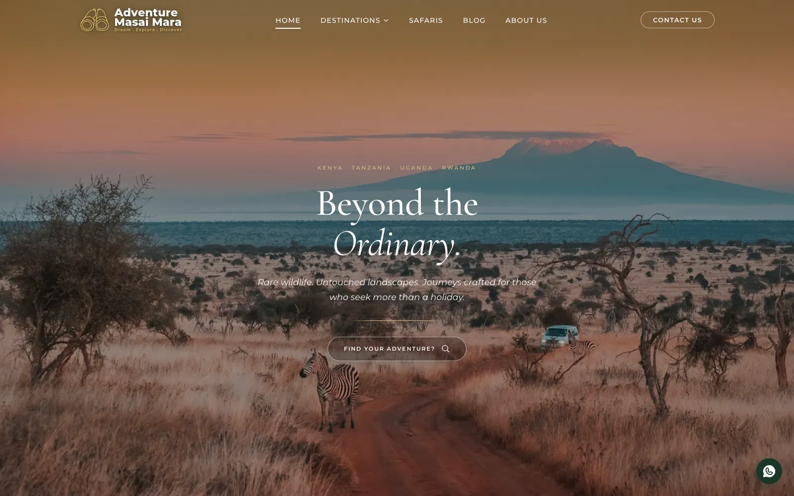 Adventure Masai Mara homepage hero
